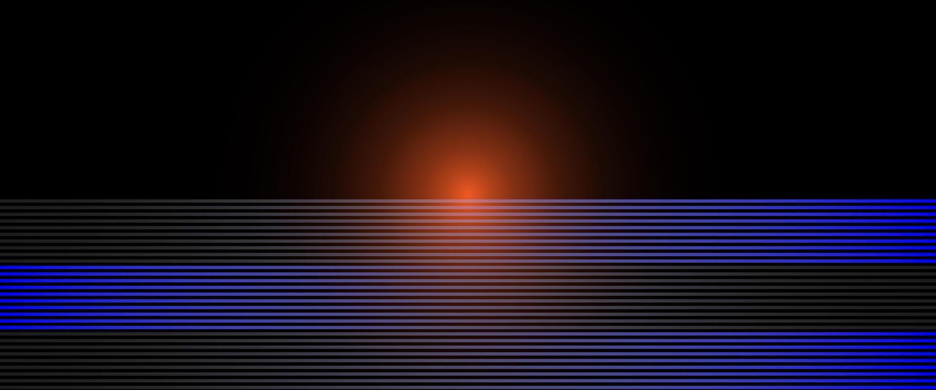 A blue and orange light is shining on a black background vector