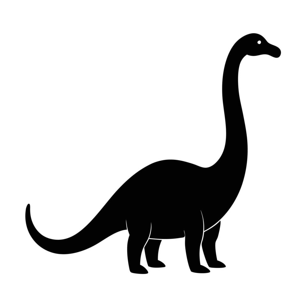 Black diplodocus dinosaur silhouette on white background vector