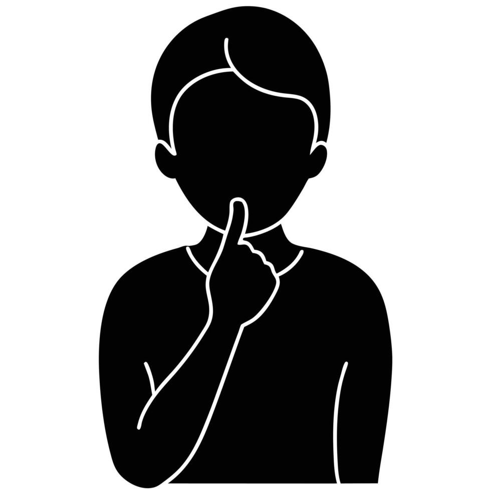 Silhouette of person gesturing for silence vector