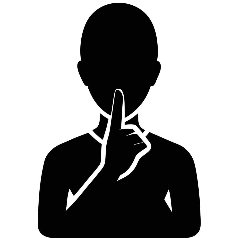 Silhouette of person gesturing silence vector