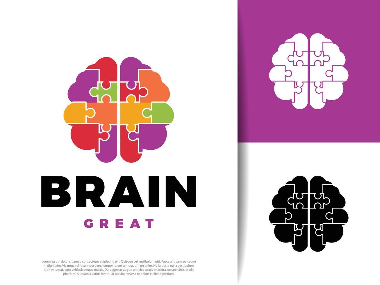 Brain Puzzle Icon Illustration Design vector