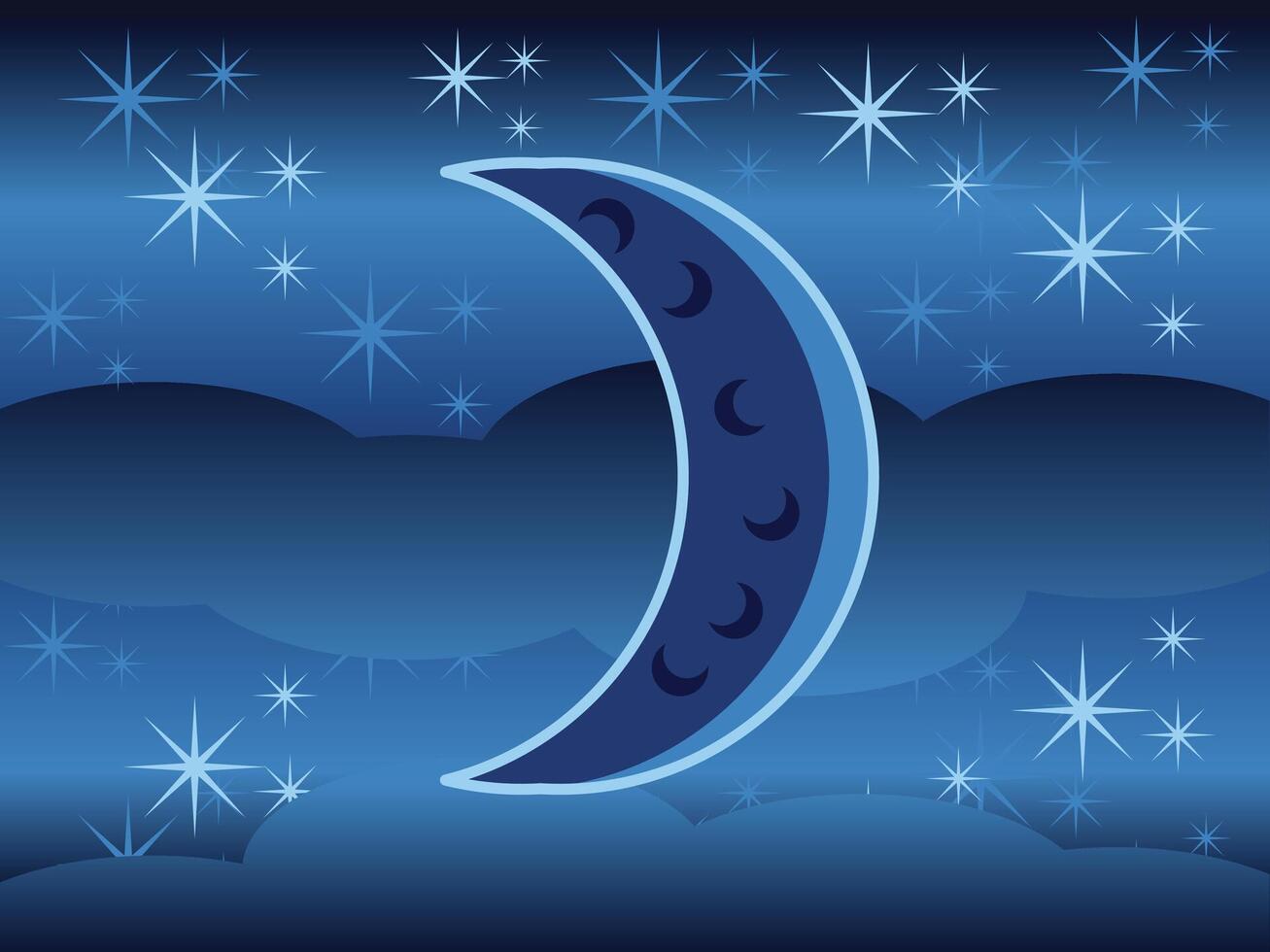 Blue Moon Illustration Design vector