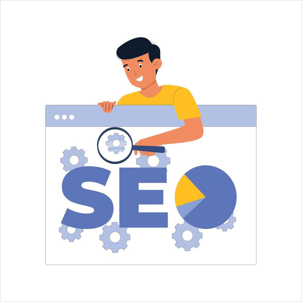 SEO Concept 2D Illustration for Digital Marketing and Website Optimization Strategies vector