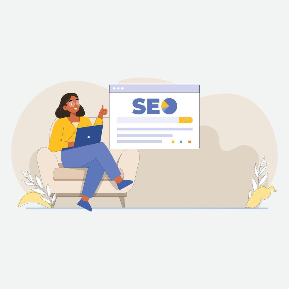 Search Engine Optimization 2D Illustration for Digital Marketing and Website Ranking Strategy vector