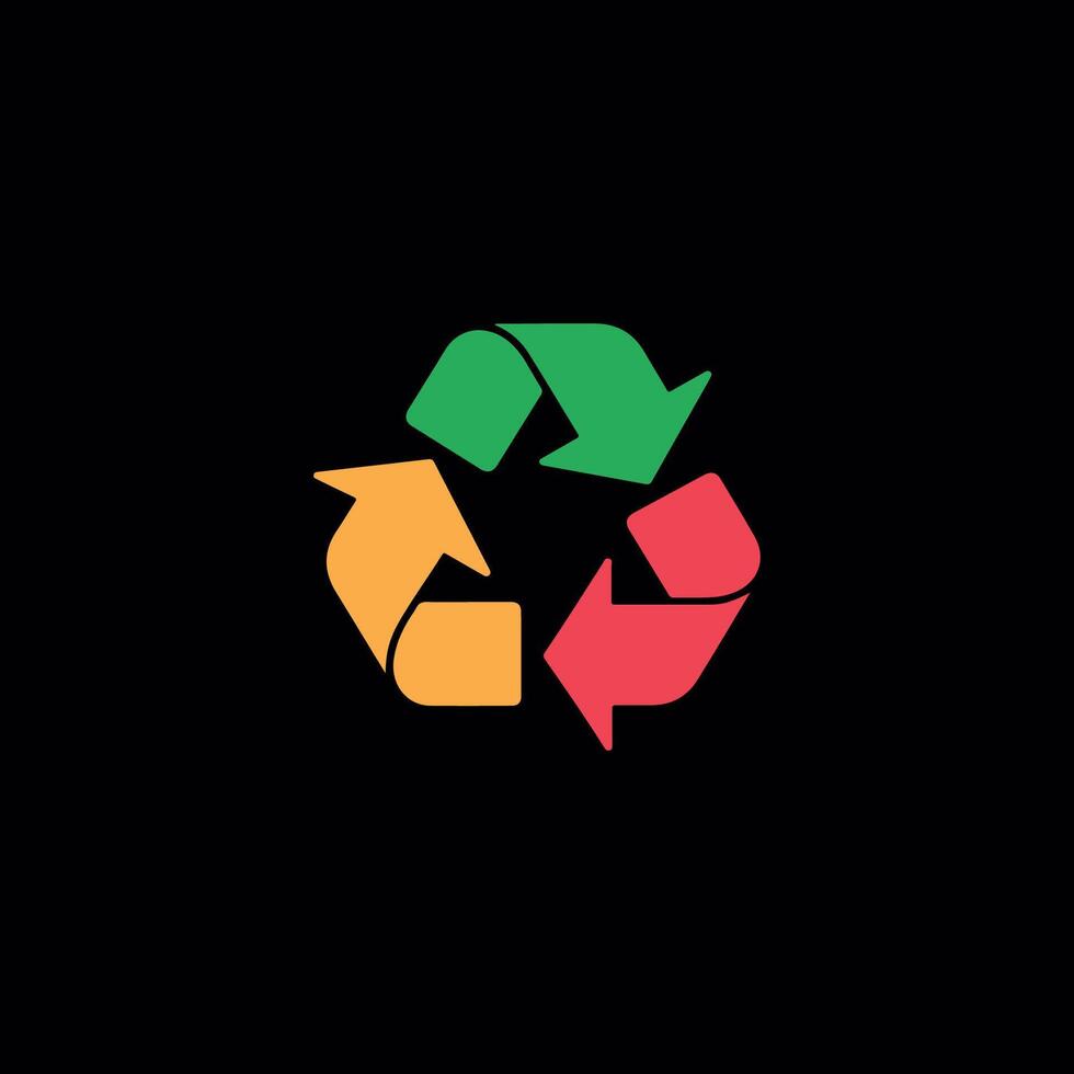 Recycling Symbol on Black Background vector