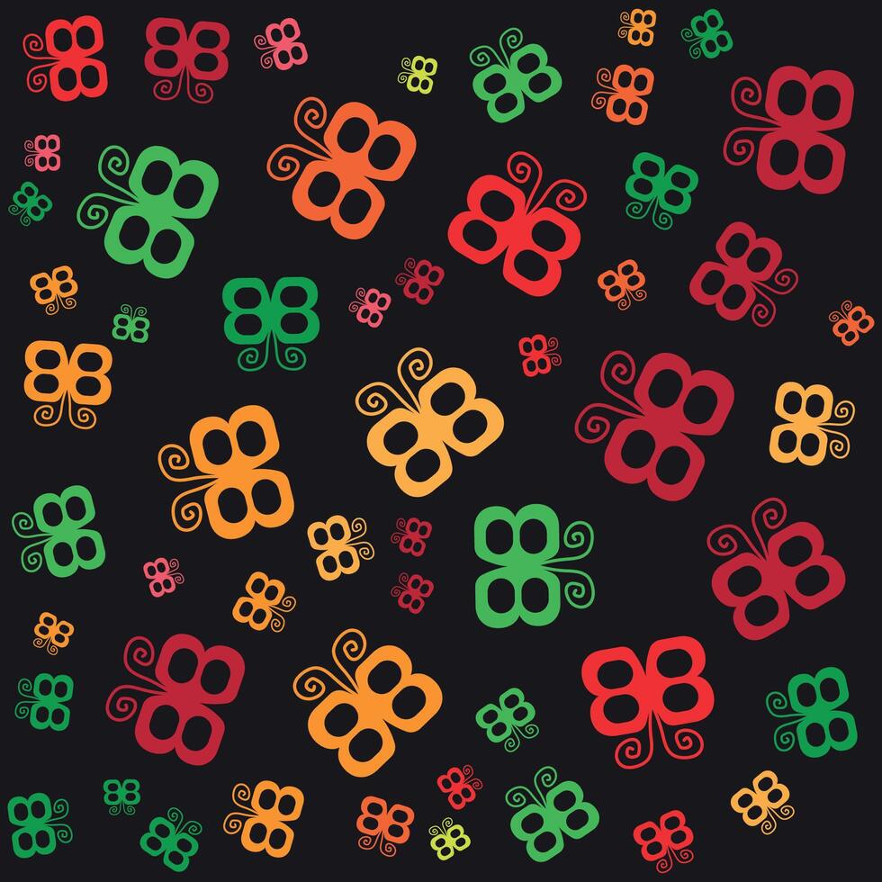 Colorful Butterfly Array on Black Background vector