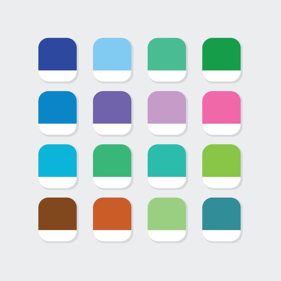 Color Palette with Sixteen Rounded Color Blocks vector