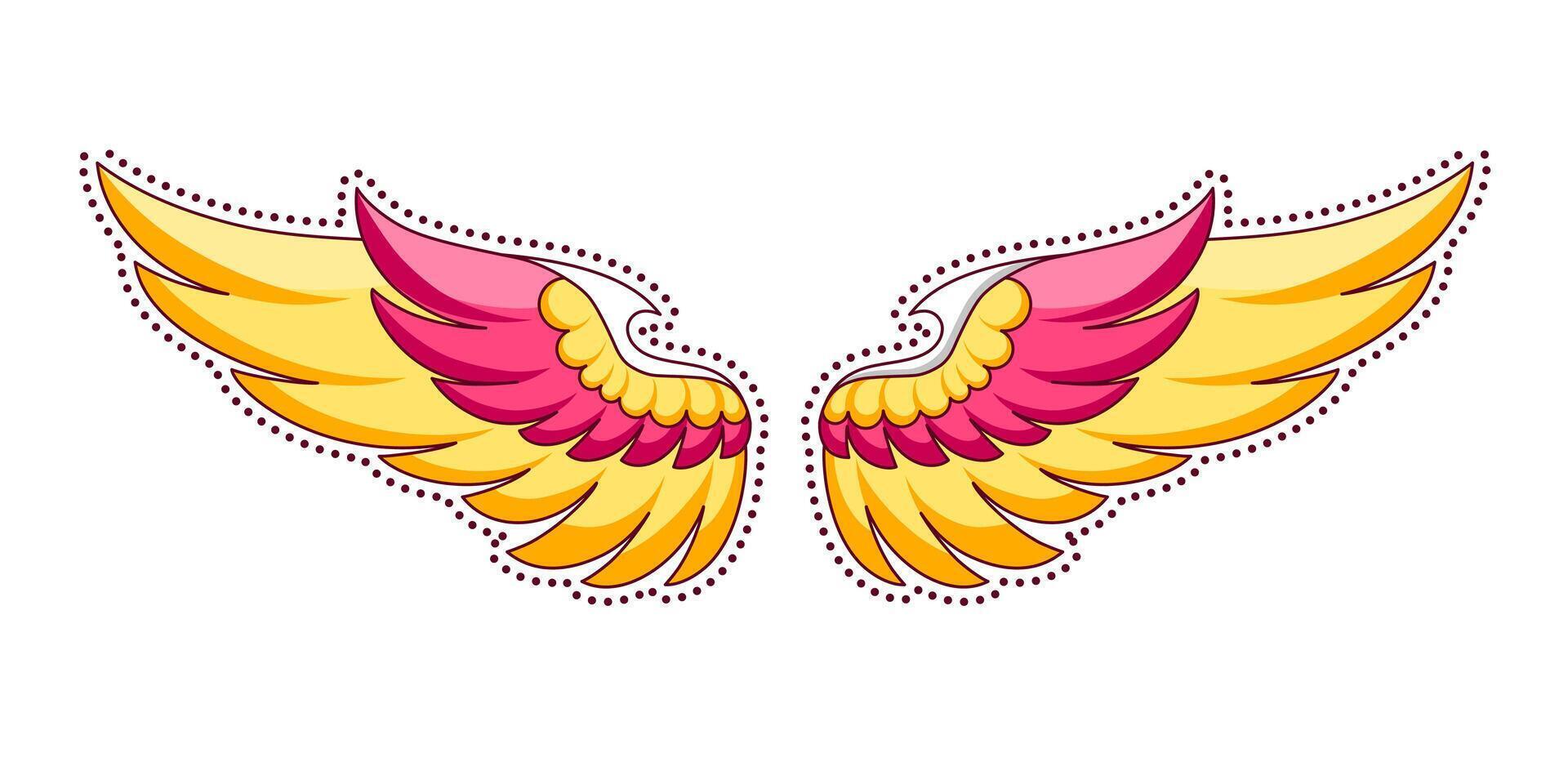 Sticker colorful fairy wings. Magic wings illustration vector