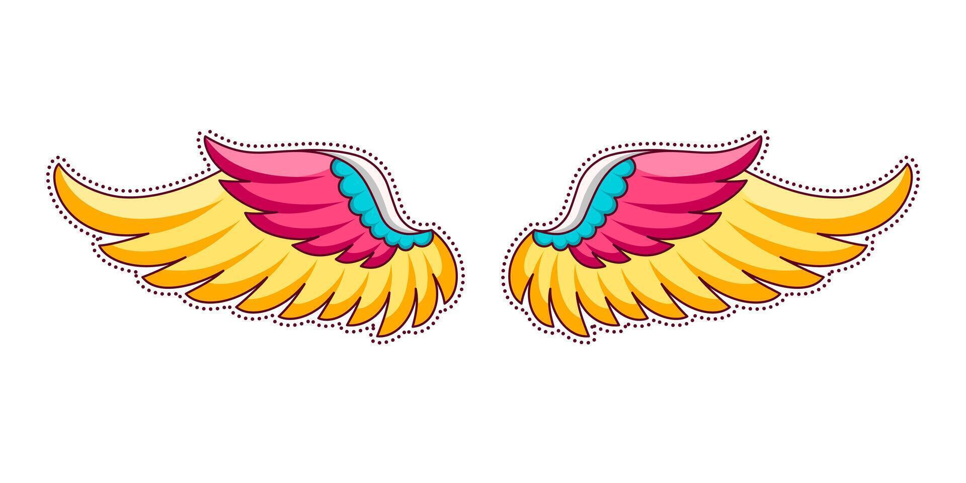 cartoon sticker wings illustration design vector
