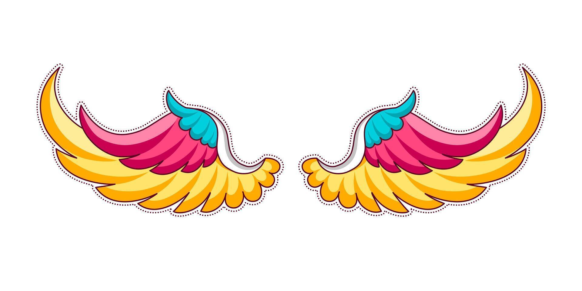 Colorful magic angel wings. Flat design illustration. vector