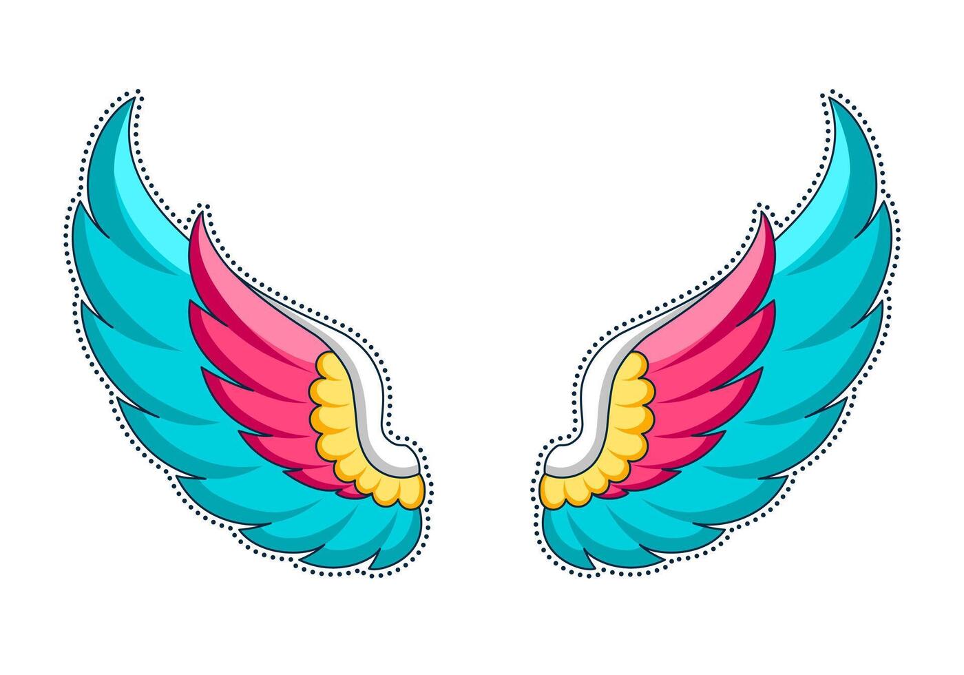 angel wings sticker illustration design vector