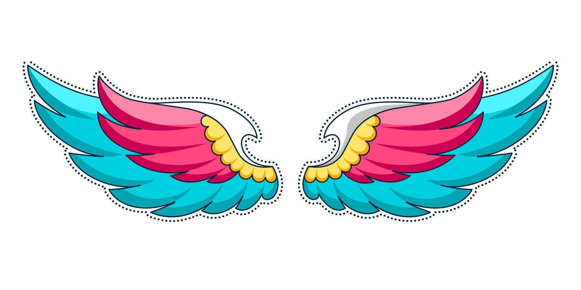 Cute angel wings stickers on white background vector