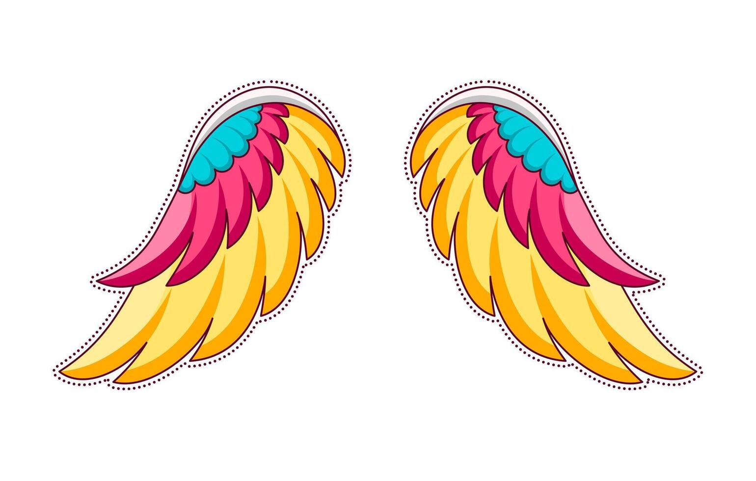 cartoon angel wings sticker design illustration. white background vector