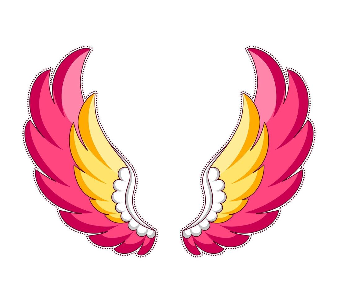 Colorful magic wings sticker. white background vector
