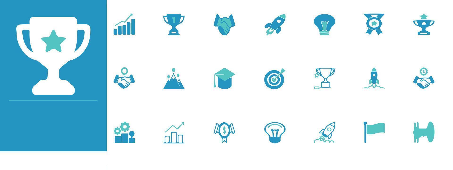 Clean icons symbolizing achievement, growth, goals, and success vector