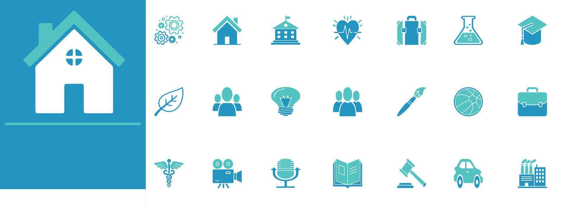 Editable sector of society icons with clean, modern design vector