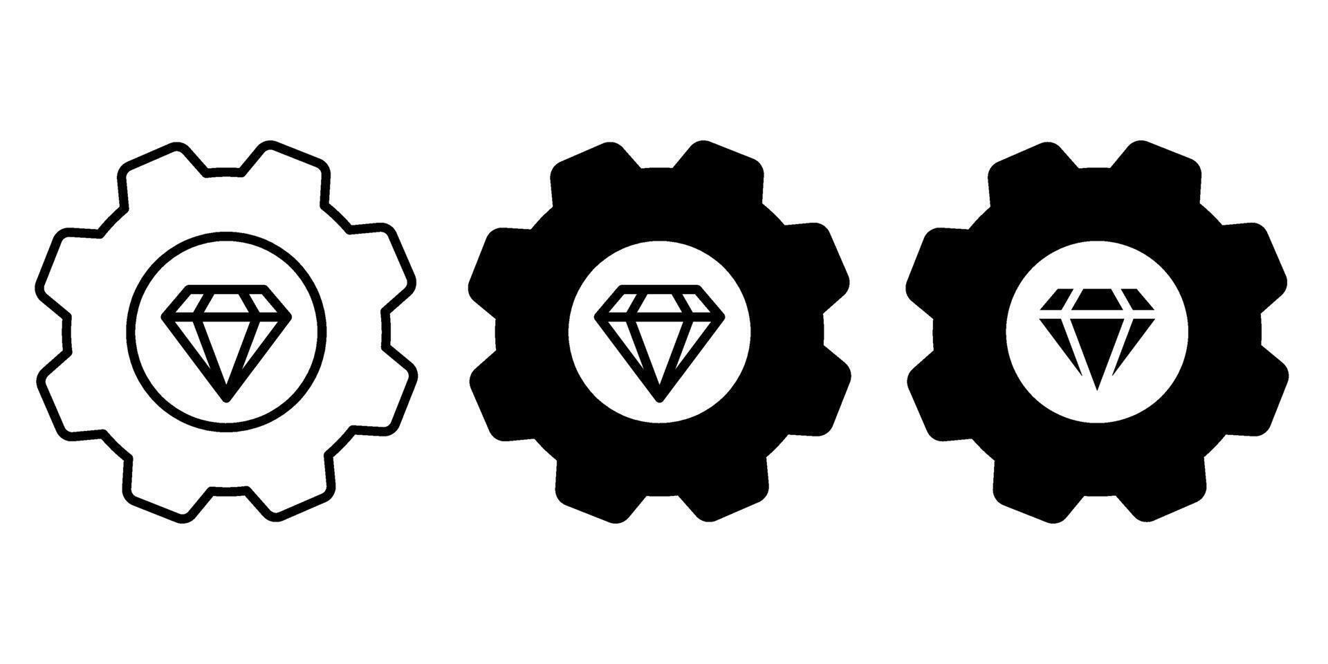 Operational excellence gear diamond icons vector