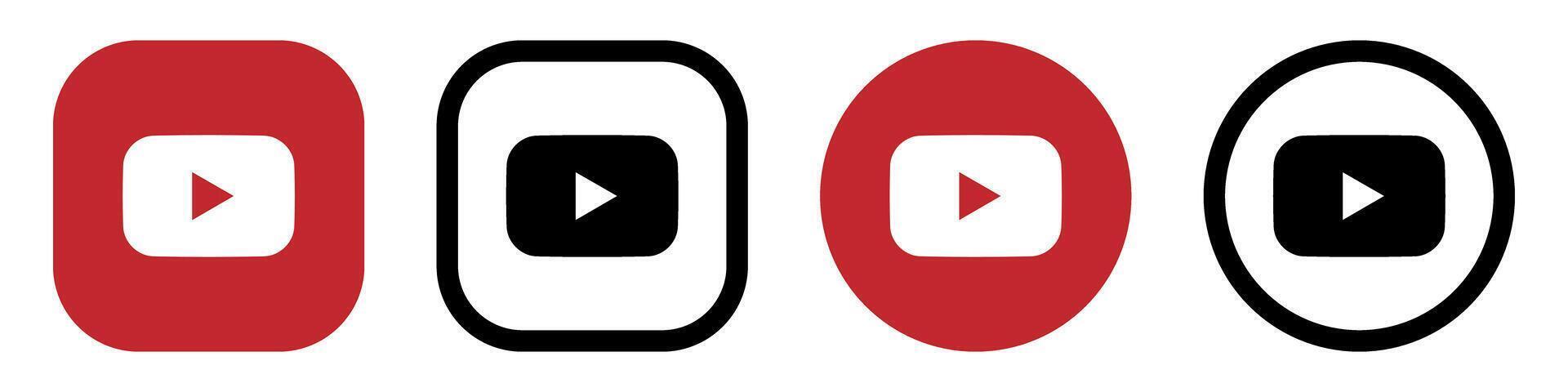 Youtube icons set. Logotype icons vector