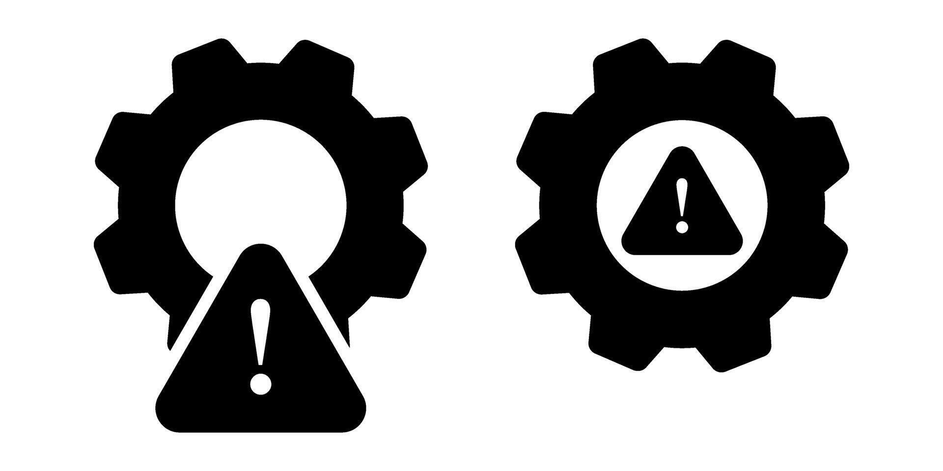Gear attention icon. Crisis management. Technical problem vector