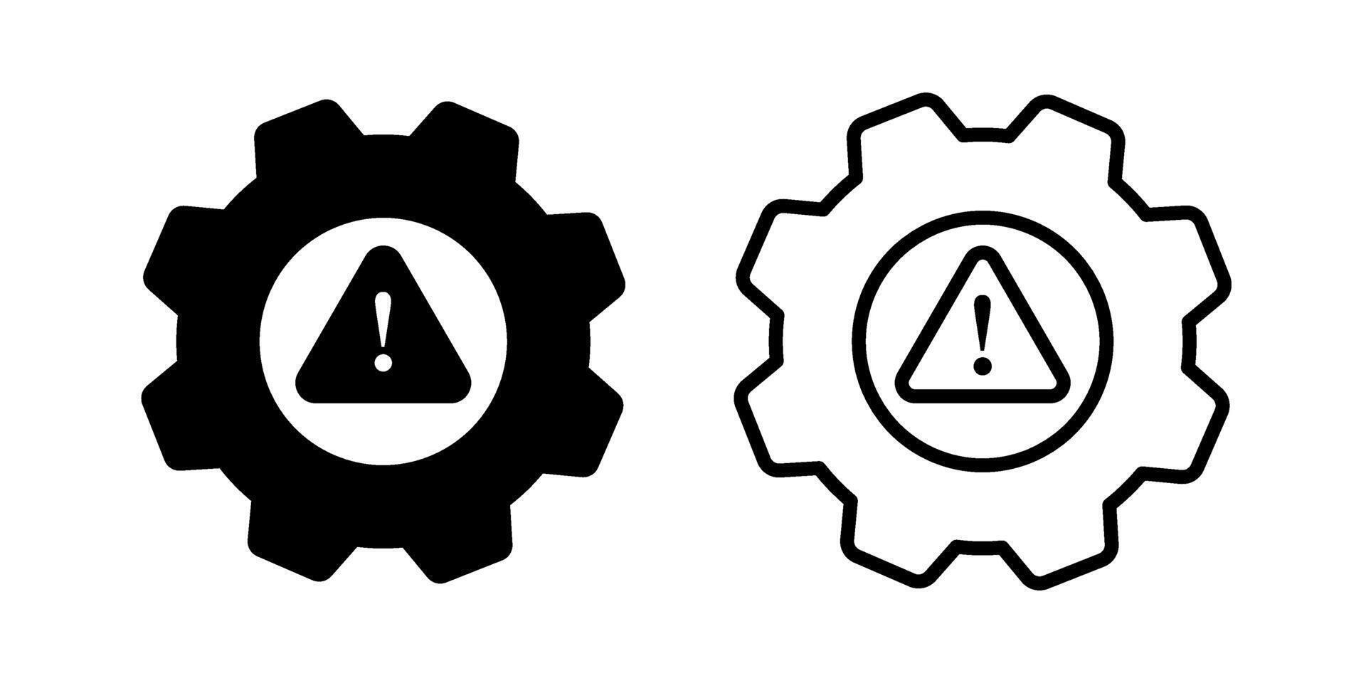 Gear attention icon. Crisis management. Technical problem. vector