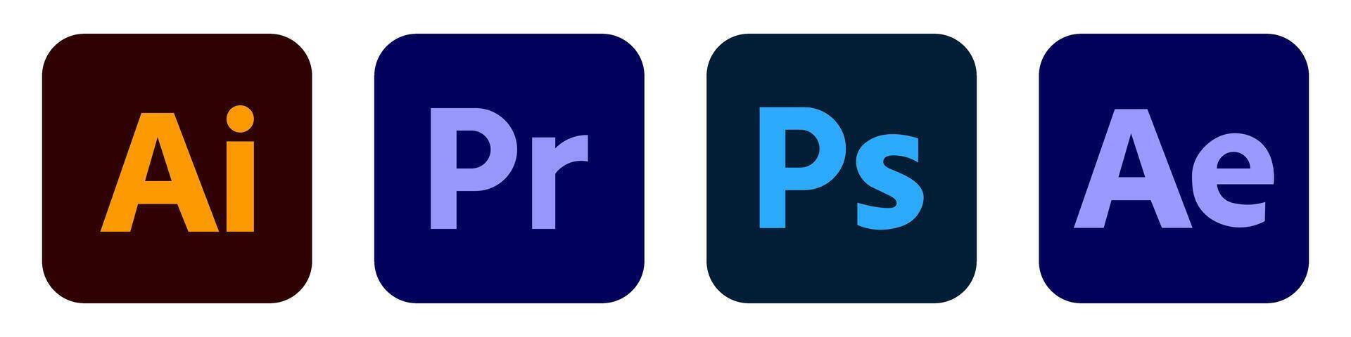 Adobe logo icons set. Logotype set vector