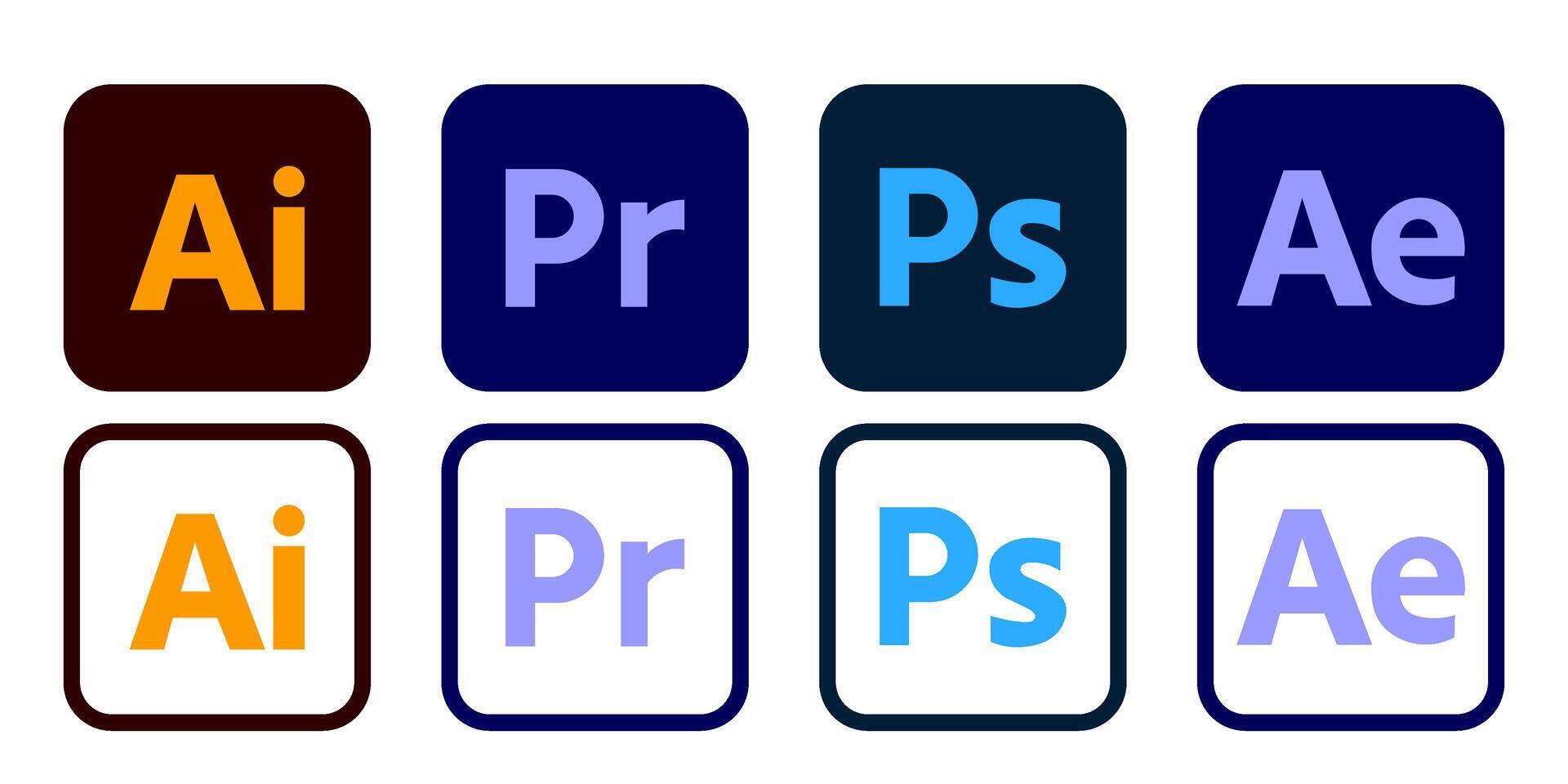Adobe logo icons set. vector
