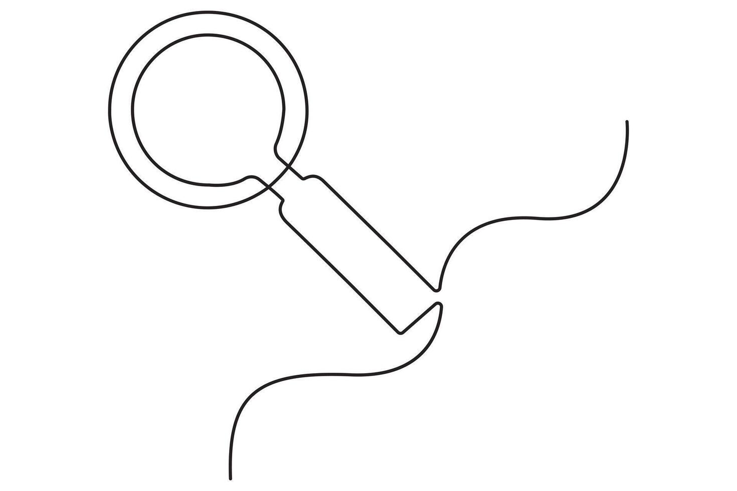 Clean one line magnifying glass symbol minimalist design vector