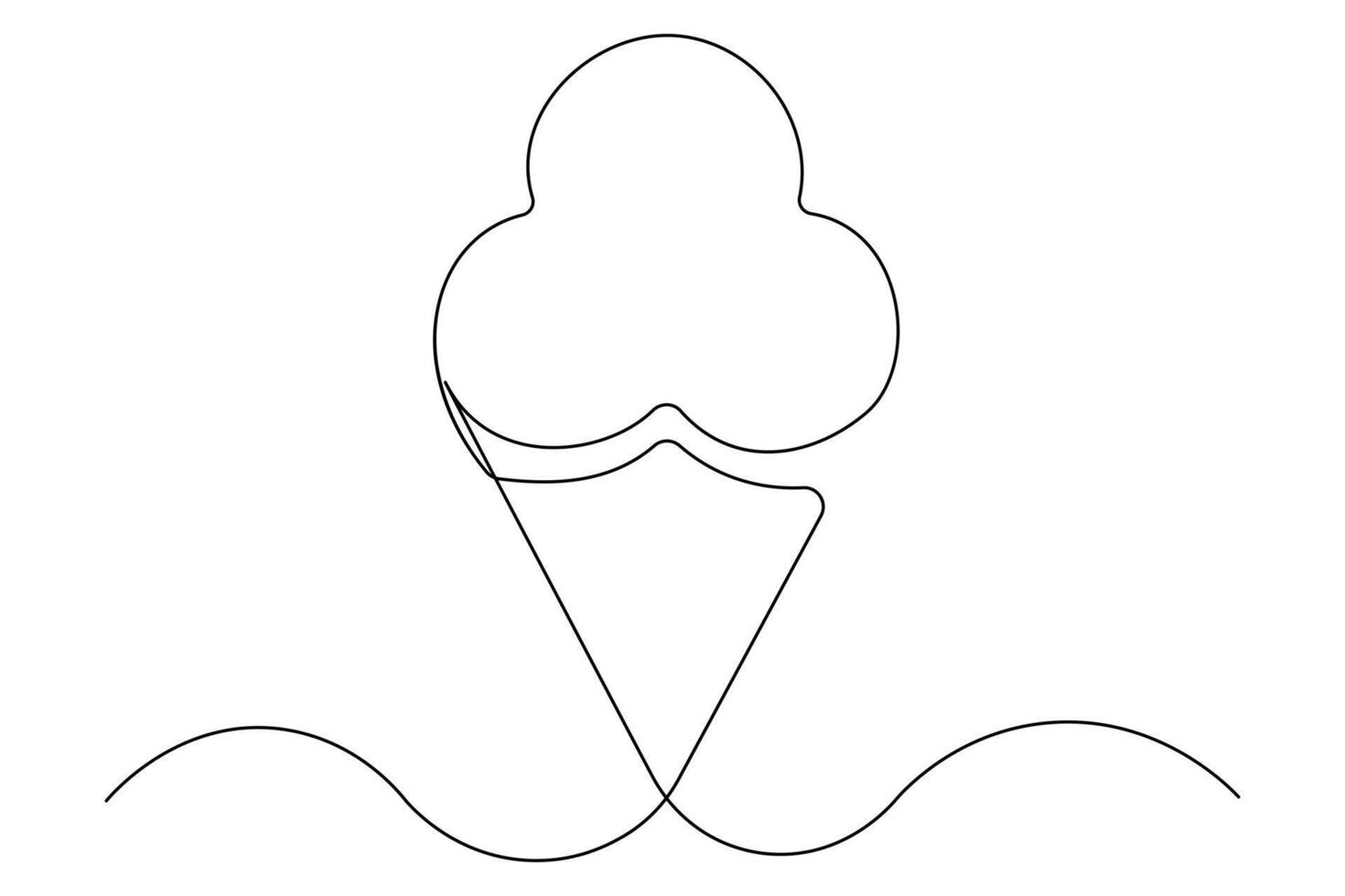 Continuous line drawing of ice cream minimalist style vector