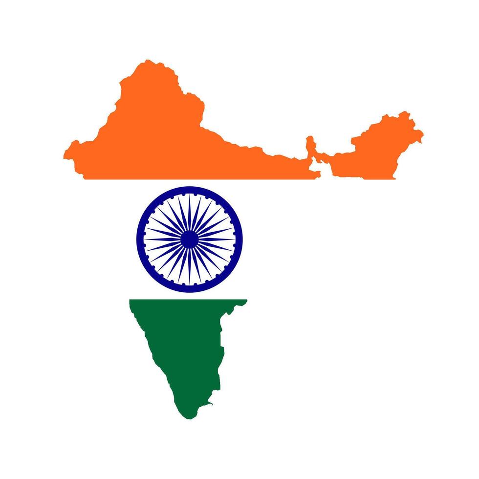 India map silhouette flag icon vector