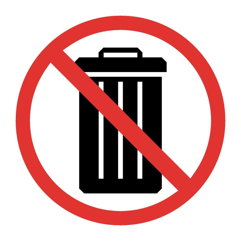 Zero waste trash prohibition icon vector