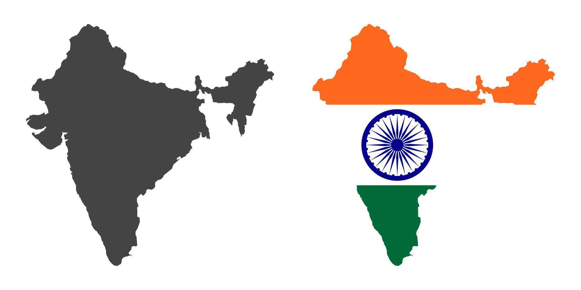 India map silhouette flag icon. vector