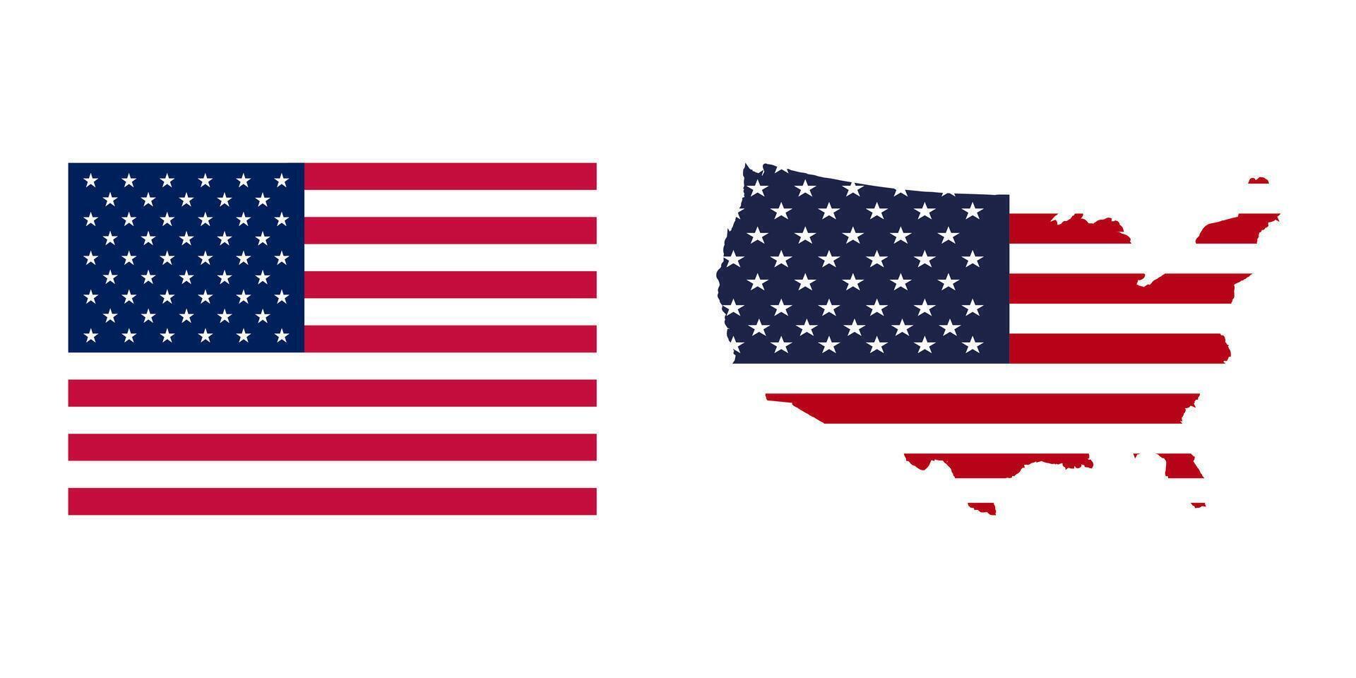 Usa national flag map icons vector