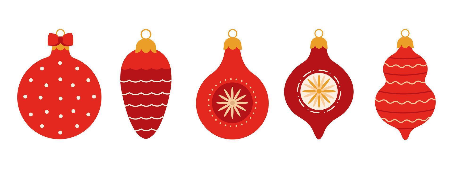 Christmas tree decorations set. Set of Christmas toys. vector
