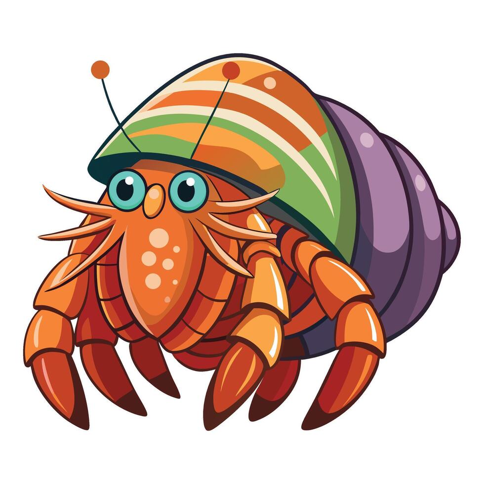 Hermit Crab clipart isolated on white background vector