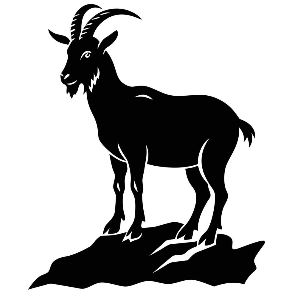 Goat silhouette on a hill vector