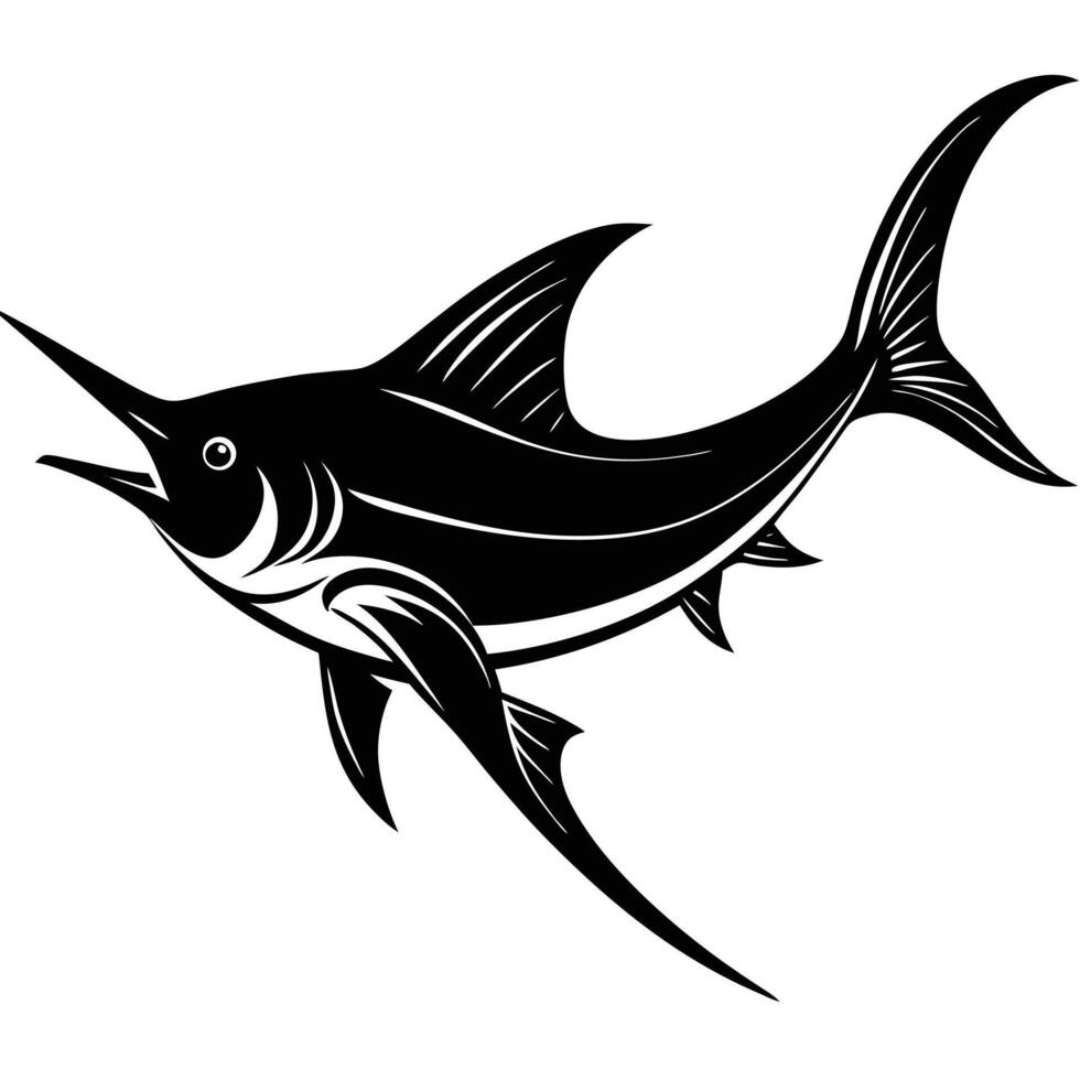 Marlin fish silhouette on white background vector