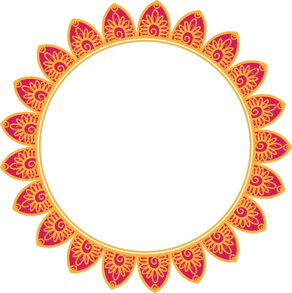Decorative Mandala Frame with Floral Petal Border vector