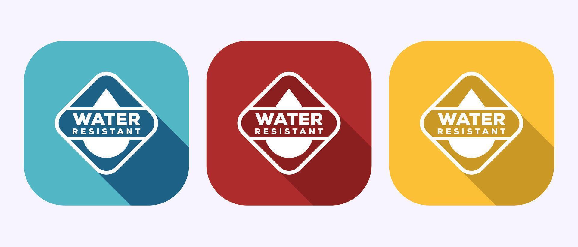 Water resistant icon design, Waterproof, liquid proof sign symbol in shadow button design vector