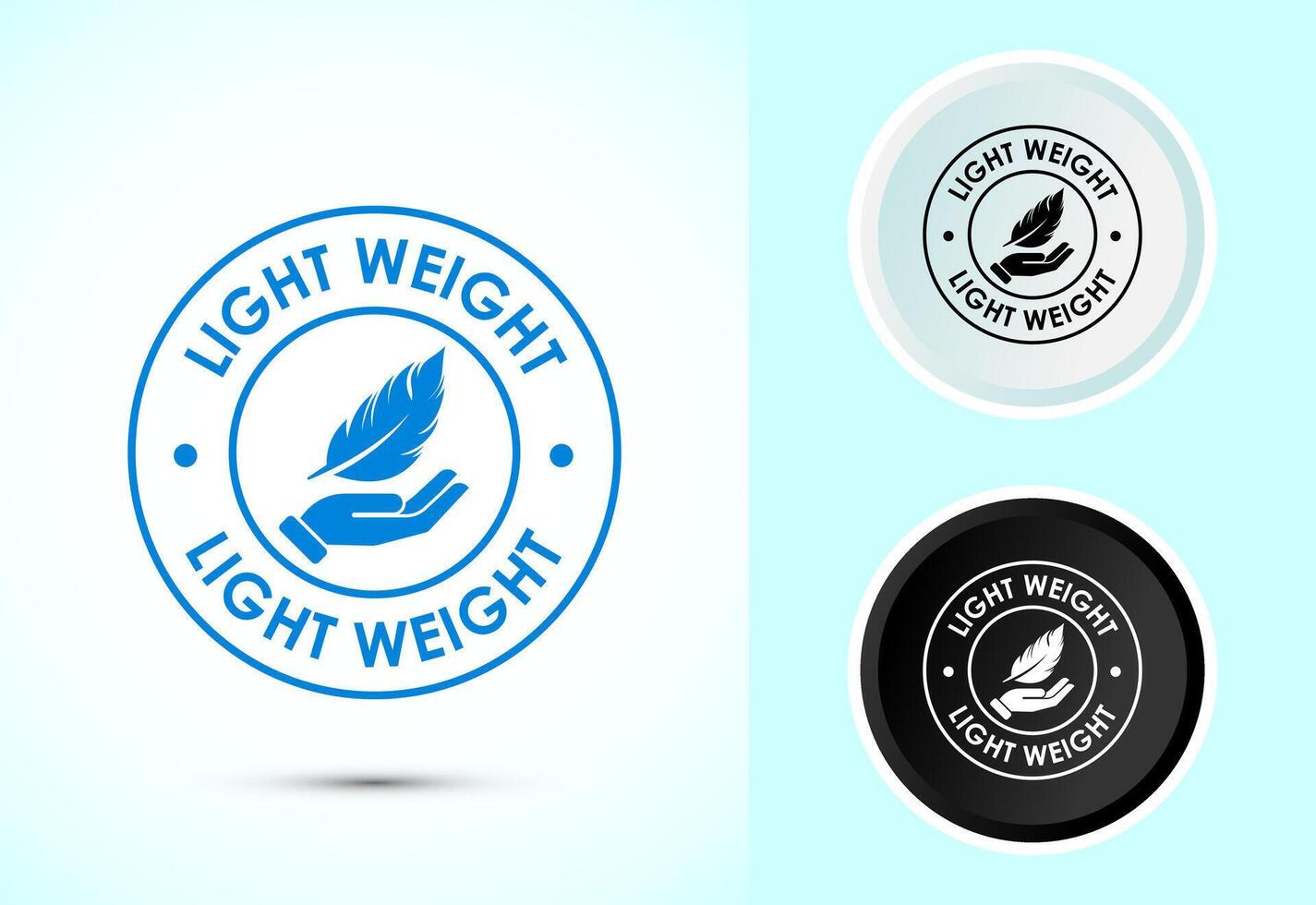 Light weight icon design illustration. Feather icon, Light weight label symbol in color black and white vector