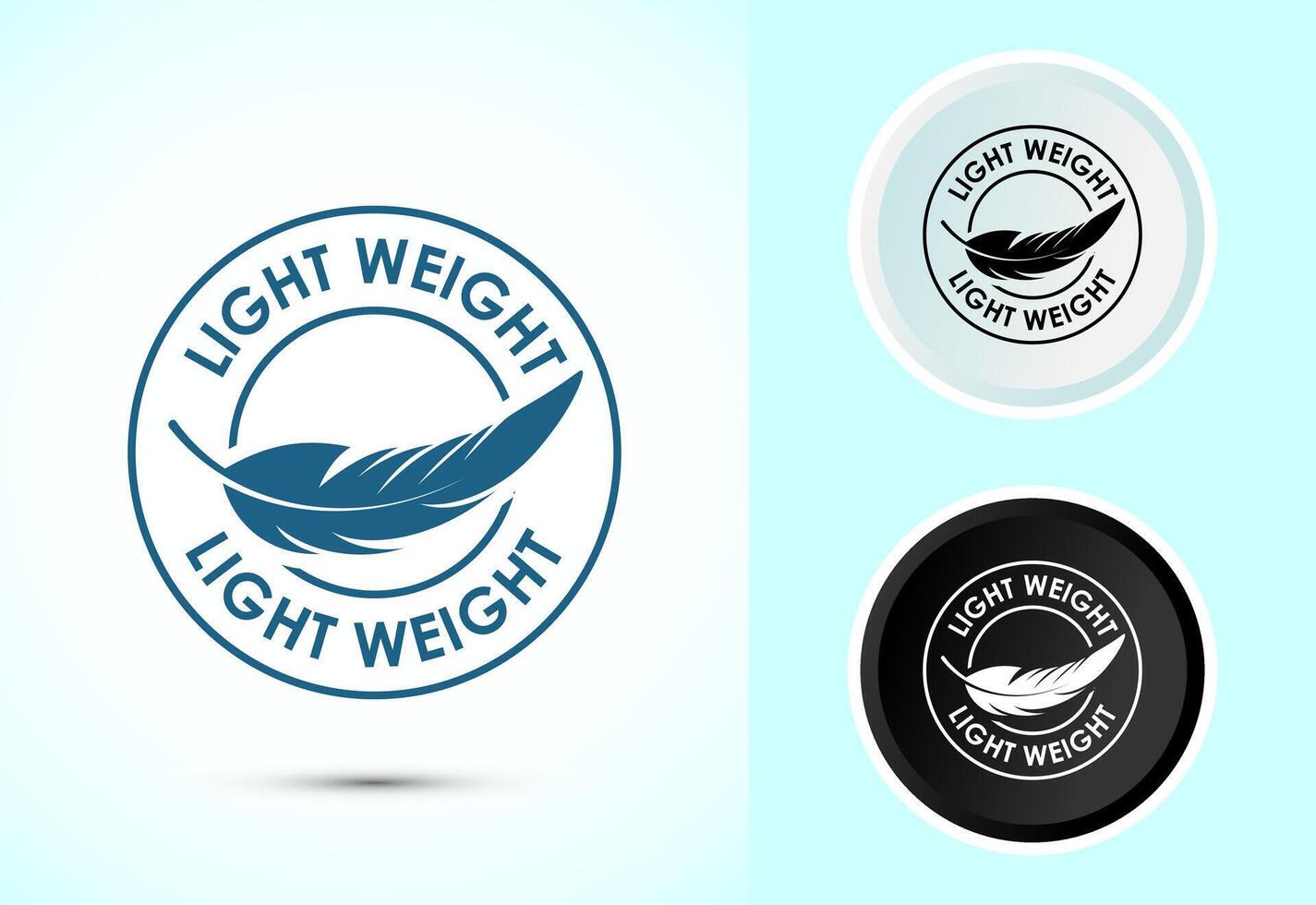 Light weight icon illustration. Feather icon, Light weight label sign symbol in color black and white vector