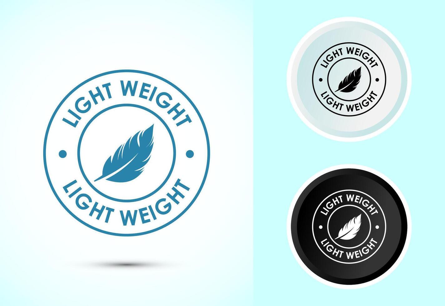 Light weight icon design illustration. Feather icon, Light weight label sign in color black and white vector