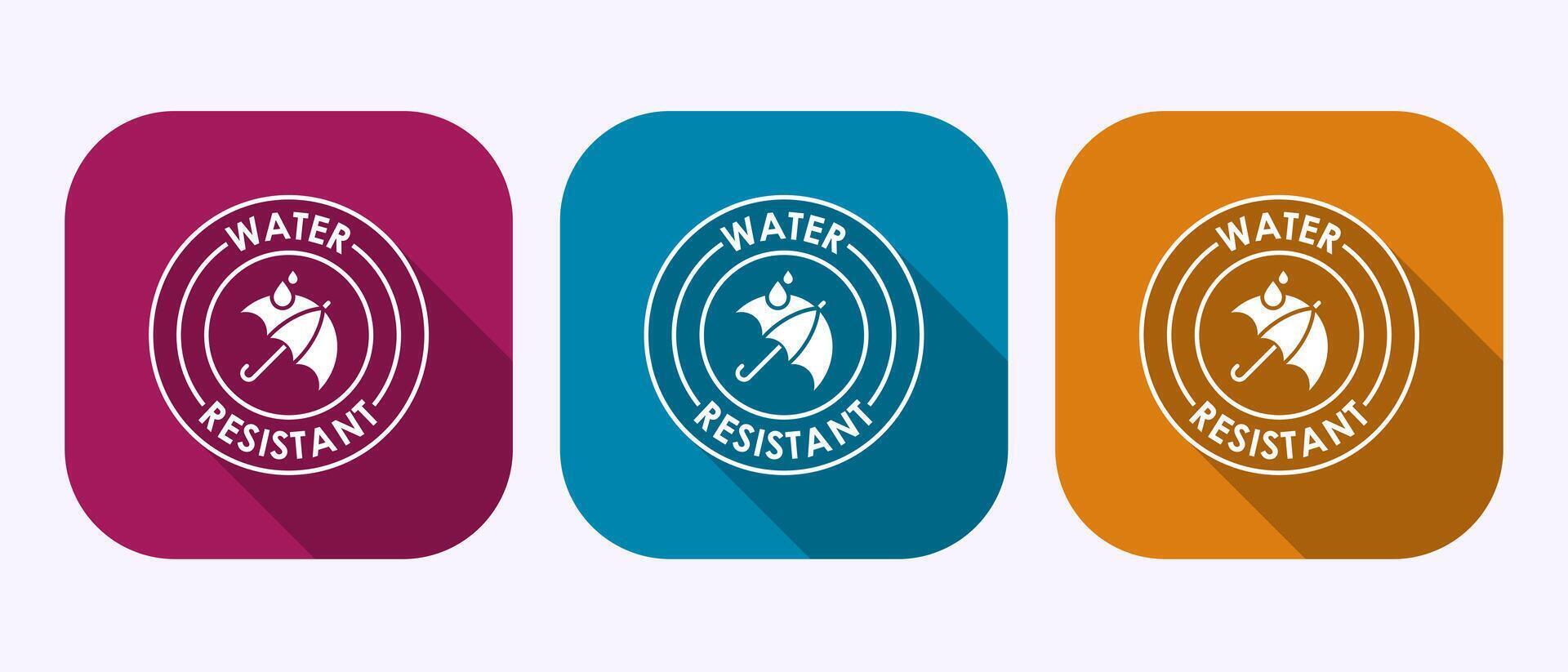 Water resistant icon design illustration, Waterproof, liquid proof sign in shadow button design vector