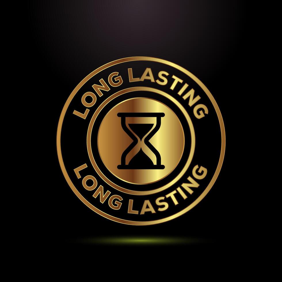 Long lasting icon illustration. Durability sign in gold color style vector