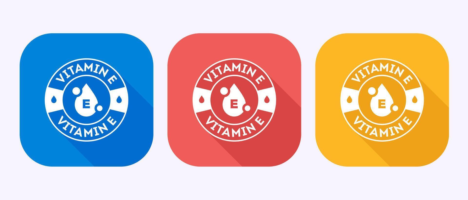 Vitamin E icon design. Vitamin E sign symbol in shadow button design vector