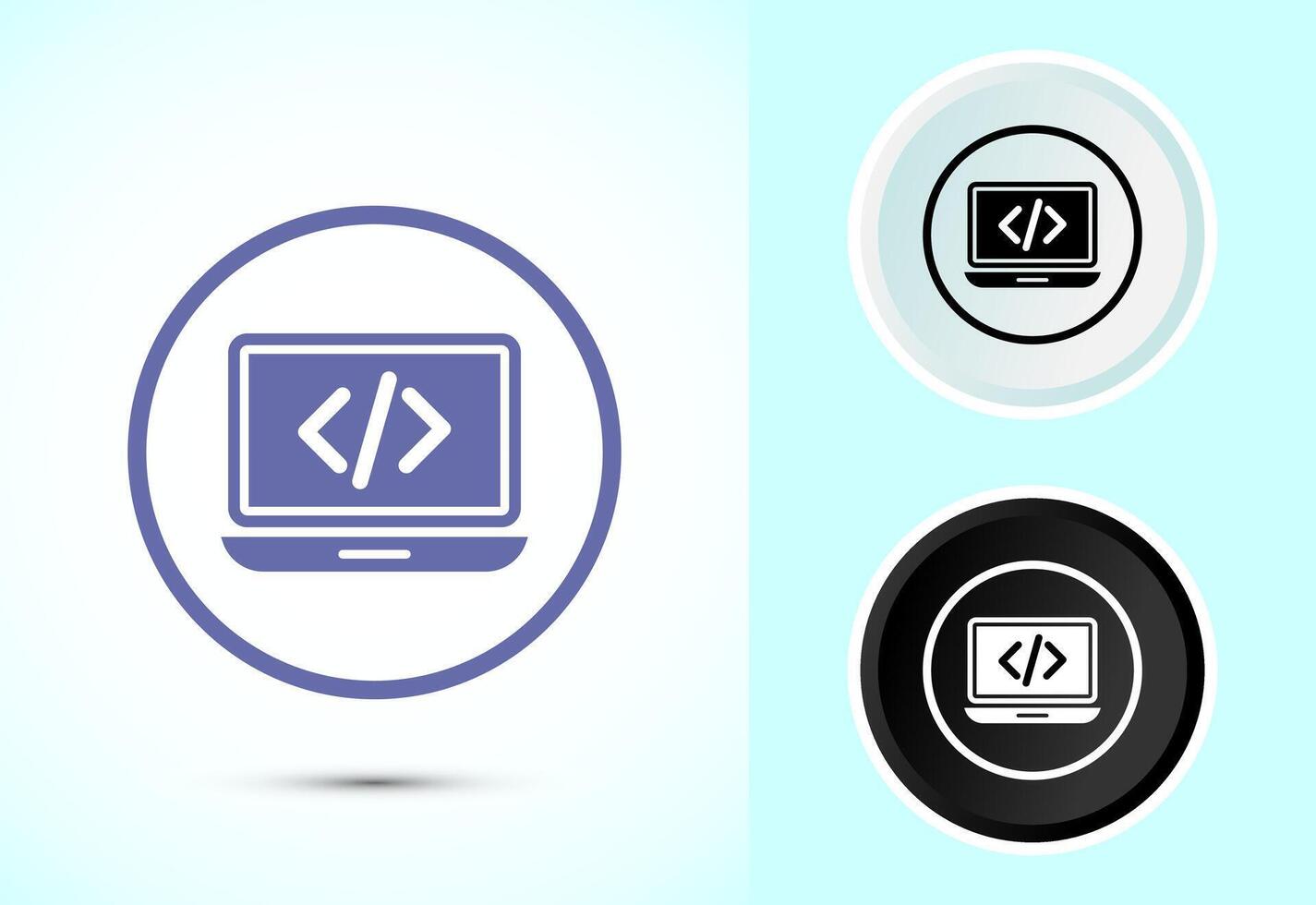 Coding icon design illustration, Web development icon symbol in color, black and white vector