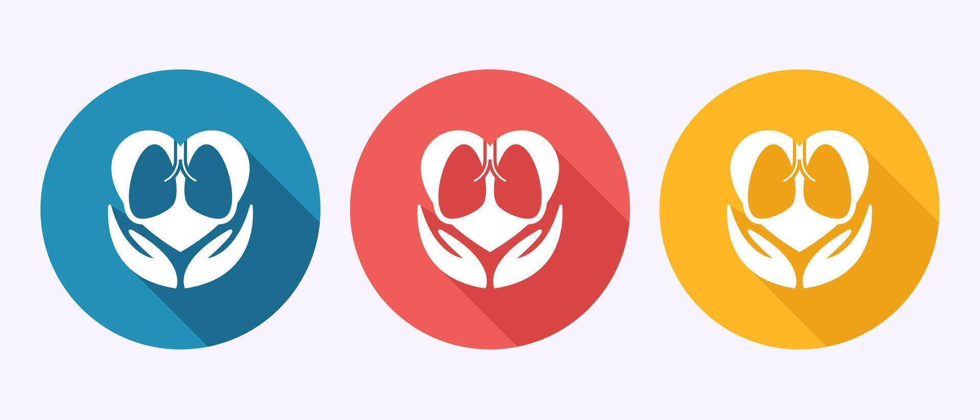 Lungs health care icon design. Healthcare and medical sign in shadow button design vector