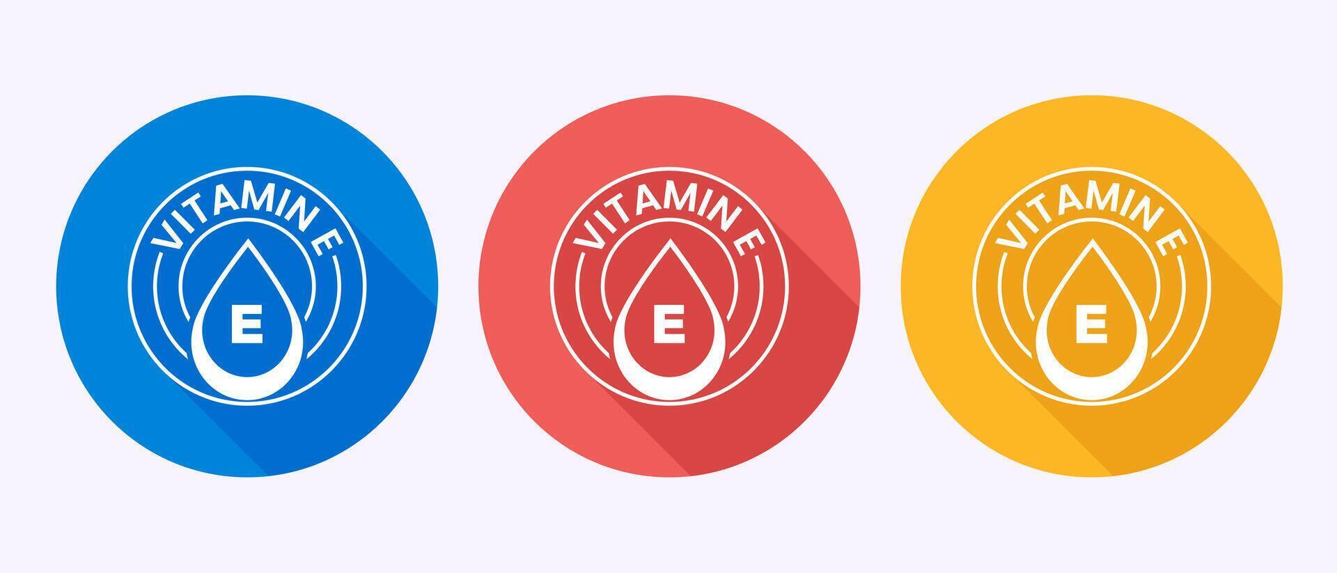 Vitamin E icon design illustration. Vitamin E symbol in shadow button design vector