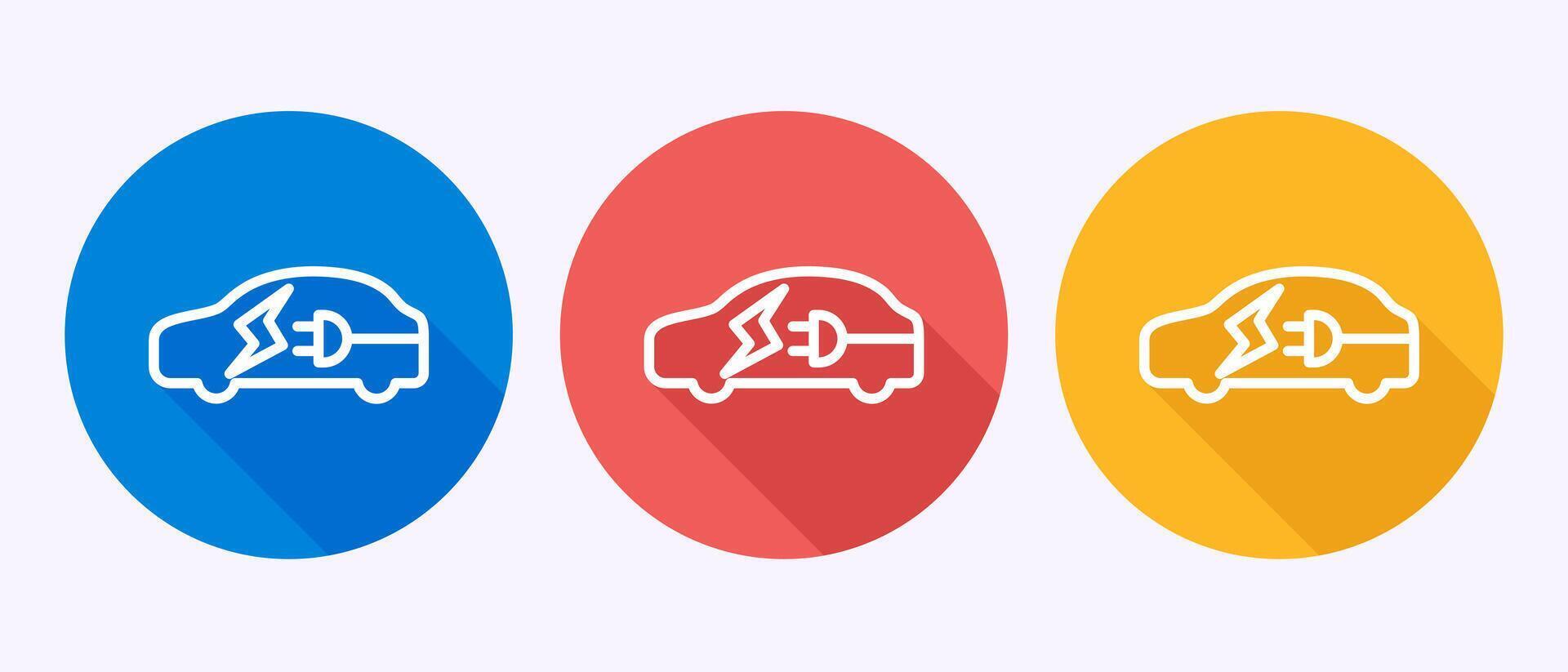 Electric car icon design illustration. Car charging station sign in shadow button design vector
