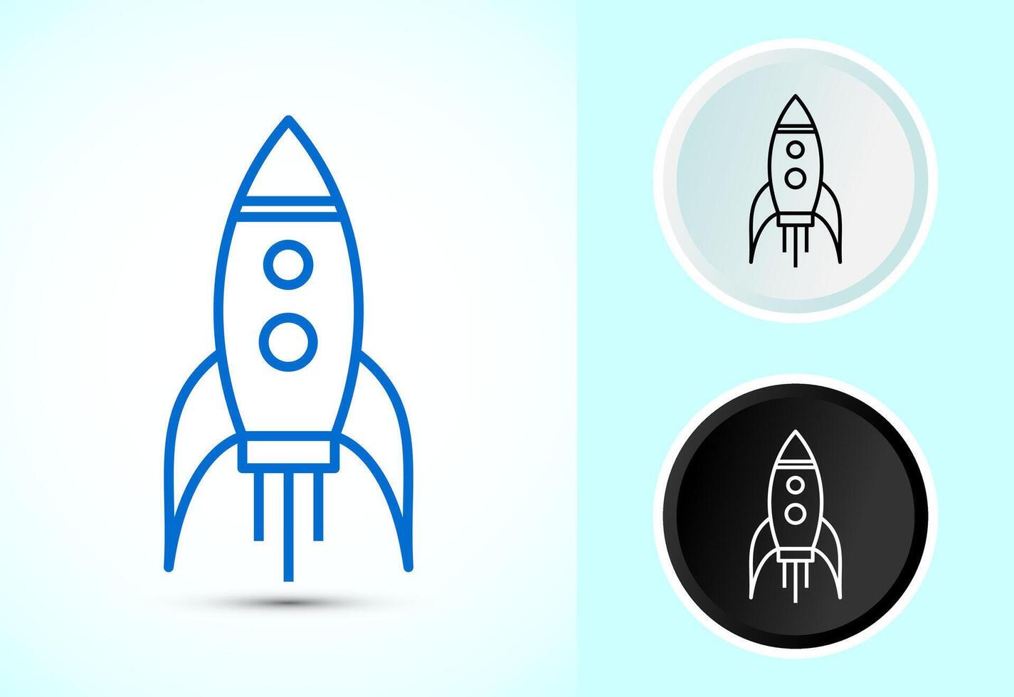 Rocket icon, Business start up icon, Rocket sign symbol in color, black and white vector