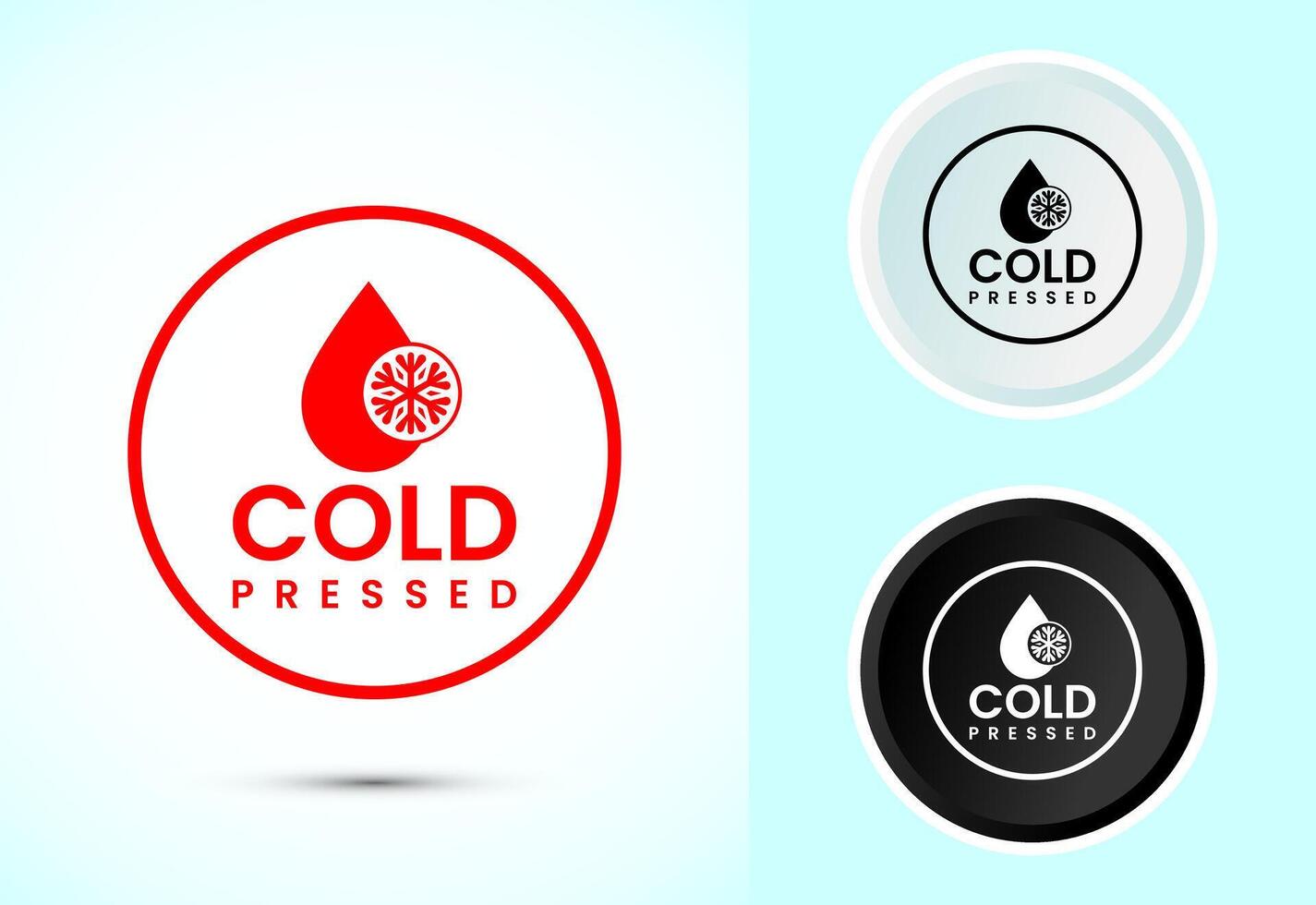 Cold pressed icon design. Cold pressed badge logo template, in color black and white vector